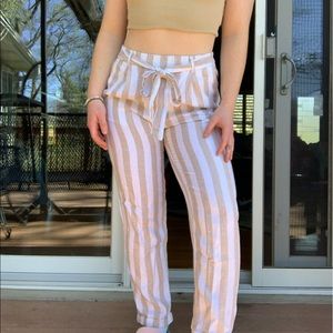 Striped Paper Bag Pants